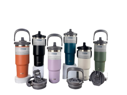 TYESO Insulated Vacuum Tumbler Stainless Steel Mug Water Bottle with Straw Handle 600/750/900/1200ML