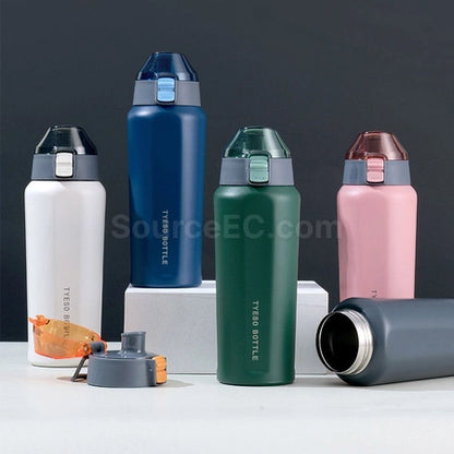 Tyeso Vacuumn Insulated Tumbler Sports Stainless Steel Flip Cover Water Bottle Water Jug 600ML