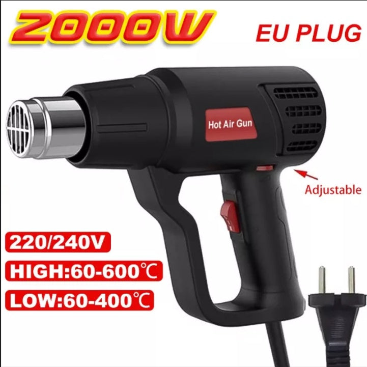 2000W 220V Electric Heat Shrink Gun Heat Gun Hot Air Bottle Plastic Sealer Temperature Adjustable