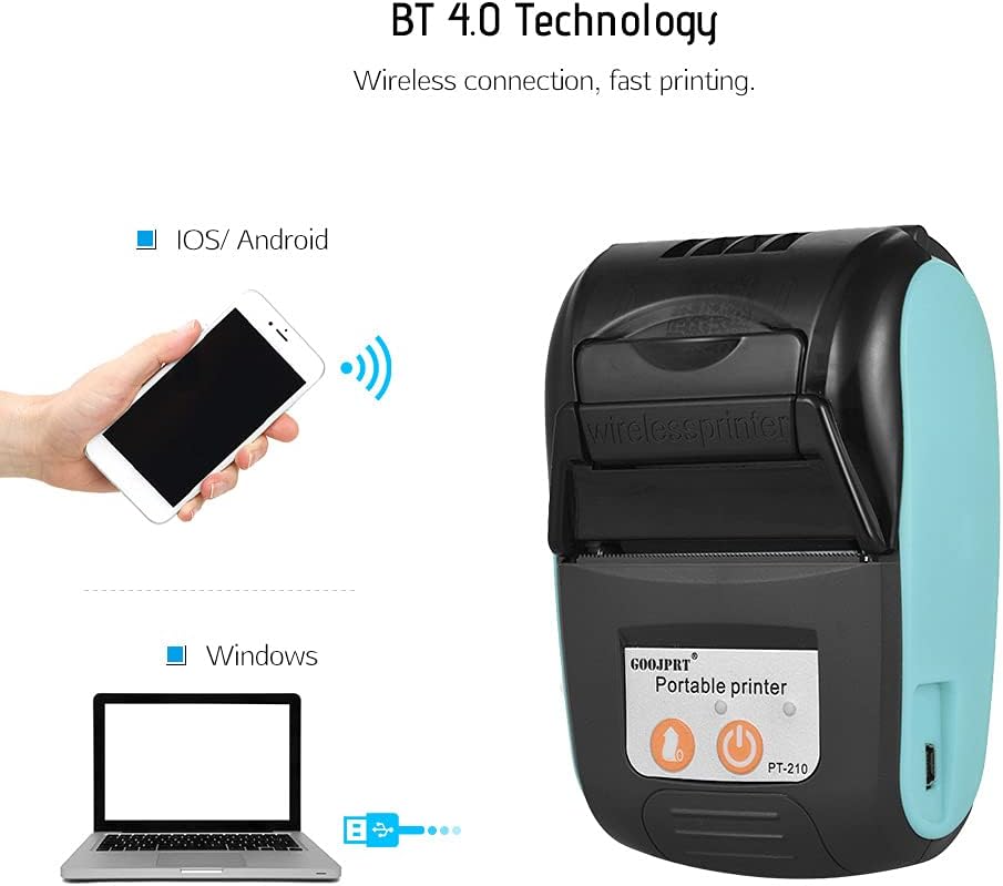 Officom PT-210 Portable Receipt Printer Wireless Bluetooth Thermal Printer Handheld 58mm FREE POUCH