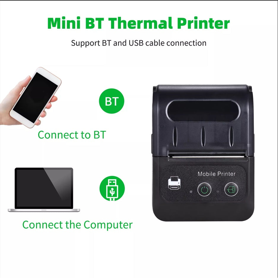 PT280 Bluetooth-Compatible Thermal Printer Receipt & Photo Printing FREE 5 ROLLS RECEIPT PAPER