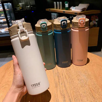 Tyeso Vacuum Insulated Bottle Tumbler W/ Straw Portable Stainless Steel Sport Water Bottle 530/750ml