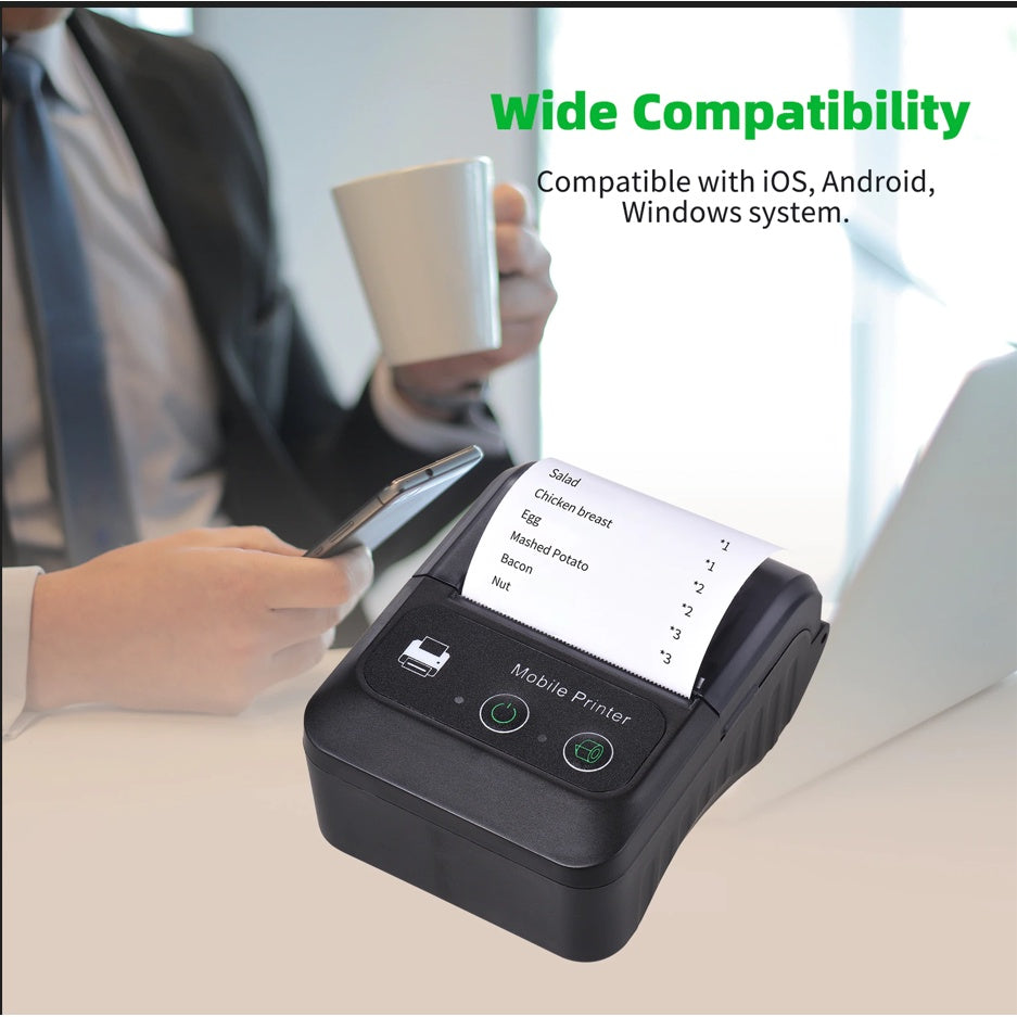 PT280 Bluetooth-Compatible Thermal Printer Receipt & Photo Printing FREE 5 ROLLS RECEIPT PAPER