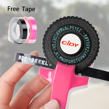 Label Maker Cidy with 2 tapes (9mm x 3mtrs) Manual Typewriter Tape Embossing Label Maker