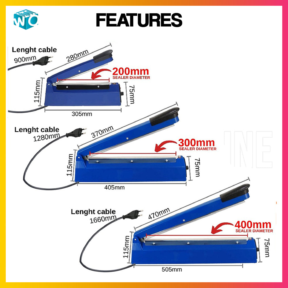 Impulse Plastic Sealer Machine Plastic Sealing Machine (100mm | 150mm | 200mm | 250mm | 300 mm)