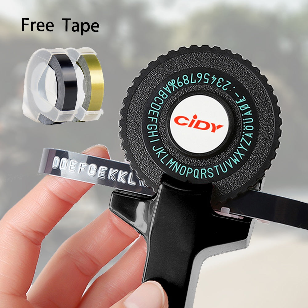 Label Maker Cidy with 2 tapes (9mm x 3mtrs) Manual Typewriter Tape Embossing Label Maker