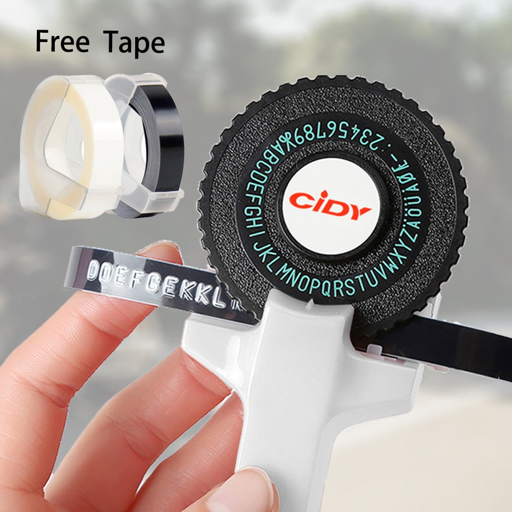 Label Maker Cidy with 2 tapes (9mm x 3mtrs) Manual Typewriter Tape Embossing Label Maker