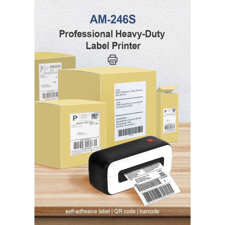 AM-246S Waybill Printer USB Shipping Compact Label Printer FREE 300pcs Waybill Sticker