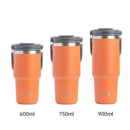 TYESO Insulated Vacuum Tumbler Stainless Steel Mug Water Bottle with Straw Handle 600/750/900/1200ML