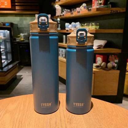 Tyeso Vacuum Insulated Bottle Tumbler W/ Straw Portable Stainless Steel Sport Water Bottle 530/750ml