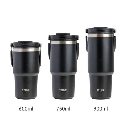 TYESO Insulated Vacuum Tumbler Stainless Steel Mug Water Bottle with Straw Handle 600/750/900/1200ML