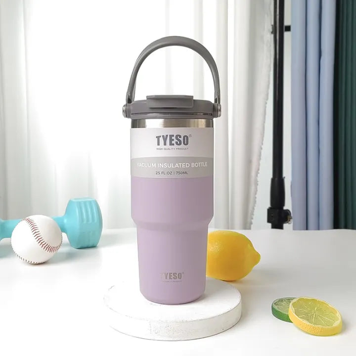 TYESO Insulated Vacuum Tumbler Stainless Steel Mug Water Bottle with Straw Handle 600/750/900/1200ML