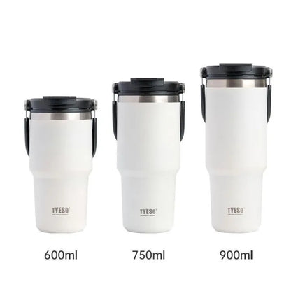 TYESO Insulated Vacuum Tumbler Stainless Steel Mug Water Bottle with Straw Handle 600/750/900/1200ML